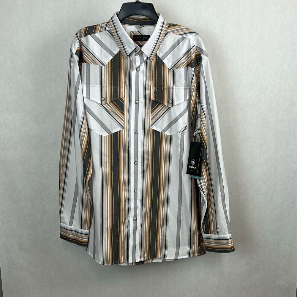 NEW Ariat Pro Series Shirt Snap Button Front Men’s Size Large Long Sleeve Stripe